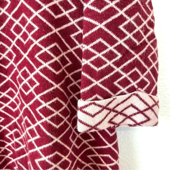 Anthropologie Moth Alpaca Cowl Turtleneck Sweater Maroon Geometric Print - Picture 4 of 9